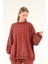 5377 - 3 Iplik Soft Yıkamalı Salaş Basic Kadın Sweatshirt 6