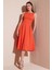 Bisiklet Yaka Regular Fit Cepli Pileli Midi Elbise Bayan Elbise 6051963 2
