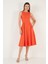 Bisiklet Yaka Regular Fit Cepli Pileli Midi Elbise Bayan Elbise 6051963 4