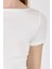 Beyaz Bisiklet Yaka Viskoz/yumuşak Kumaş Tişört 1469 4