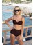 2529-950 Kadın Drapeli Kaplı Straplez Bikini Yüksel Bel Takım 5
