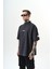 Erkek I Don't Nakışlı Oversize T-Shirt Füme 3