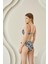 Siyah Beyaz Desenli Kırmızı Ip Askılı Lotus Bikini Takımı 2