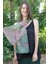 %100 Saf Ipek El Boyaması Fular- Özel Tasarım 35X140CM - Pembe-Yeşil 2