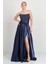 Kadın Straplez Korsajlı Derin Yırtmaçlı Abiye Elbise 7688 Lacivert 1