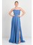 Kadın Straplez Şifon Maxi Boy Abiye Elbise 7066 Indigo 1