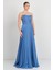 Kadın Straplez Şifon Maxi Boy Abiye Elbise 7066 Indigo 3