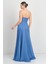 Kadın Straplez Şifon Maxi Boy Abiye Elbise 7066 Indigo 4