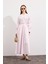 Pileli Kaplama Kemerli Elbise Soft Pembe 3