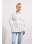 Büzgülü Poplin Gömlek Beyaz 1