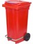 120 Lt Kırmızı Metal Pedallı Çöp Konteyneri (Isıya Dayanıklı) 1