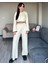 Kadın Ekru Nakışlı Kalın Kışlık Crop Triko Kazak ve Palazzo Pantolon Alt Üst Takım Triko Ikili Takım 5