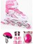 Ayarlanabilir Pembe Alıştırma Paten ve Kask Dizlik Dirseklik Koruyucu Seti Çantalı 1