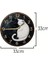 Sessiz yuvarlak ahşap duvar saati, kedi deseni, 33x33, beyaz, doğa temalı, kuvars hareketli 5