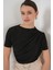 Büzgü Detaylı Kısa Kol Sandy Bluz 945 - Siyah 1