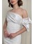 Beyaz Asimetrik Krep Elbise 6589 5