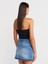 80586 Uc Bölümü Izli Mini Denim Etek-Mavi 2