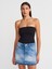80586 Uc Bölümü Izli Mini Denim Etek-Mavi 4