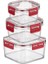 ® 3'lü Pratik Silikon Contalı Sızdırmaz Kapaklı Sağlam Istiflenebilir Saklama Kapları 5