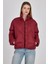 Bordo Oversize Dik Yaka Şişme Mont 4010 3