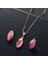 Almond Rose Gold Kristal Taşlı Modern Tasarım Hediye Kolye Küpe Seti 1