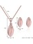 Almond Rose Gold Kristal Taşlı Modern Tasarım Hediye Kolye Küpe Seti 2