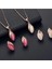 Almond Rose Gold Kristal Taşlı Modern Tasarım Hediye Kolye Küpe Seti 3