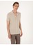Erkek Bej Slim Fit Kısa Kollu Düğmeli Triko Hırka 50305993-VR011 3