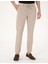 Erkek Bej Slim Fit Keten Karışımlı Beli İpli Çizgili Kanvas Pantolon 50301775-VR011 2