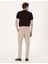 Erkek Bej Slim Fit Keten Karışımlı Beli İpli Çizgili Kanvas Pantolon 50301775-VR011 4