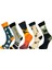 5'li Unisex Esnek Eğlenceli Tasarım Karışık Renkli Nefes Alabilen Soket Çoraplar 1