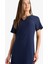 Regular Fit Apaş Yaka Basic Düz Bürümcük Kısa Kollu Midi Yazlık ELBISE D3834AX25SM 3