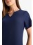 Regular Fit Apaş Yaka Basic Düz Bürümcük Kısa Kollu Midi Yazlık ELBISE D3834AX25SM 4