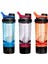 Mavi iki bölmeli yüksek kaliteli sızdırmaz spor protein şişesi 650 ml 2