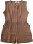 Yanları Cepli Kısa Boy Keten Tulum 2-7 Yaş Caramel 1