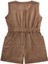 Yanları Cepli Kısa Boy Keten Tulum 2-7 Yaş Caramel 2