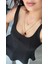 Siyah Kalın Askılı Peplum Bluz 2