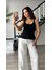 Siyah Kalın Askılı Peplum Bluz 4