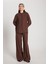 Kadın Kahve %100 Modal Alt/üst Gömlek ve Pantolon Takım 29137 3