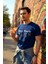 Erkek Slim Fit Dijital New York Baskılı Pamuklu T-Shirt 5