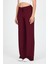 Bordo Geniş Paça Dökümlü Bürümcük Kumaş Pantolon 326 3
