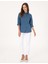 Kadın Açık Indigo Slim Fit Uzun Kollu Gömlek 50313589-VR073 4