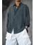 Erkek Oversize Yıkamalı Rahat Gömlek Antrasit 1