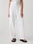 Kadın Beyaz Keten Karışımlı Wide-Leg Kargo Pull-On Pantolon 8