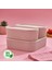 3 Adet Elastik Bantlı Istiflenebilir Pratik Saklama Kabı Seti 2X(1100 Ml) 1X(2600 Ml) Pembe 2