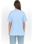 Mavi Yazı Baskılı %100 Pamuk Oversize Tişört 2150-10M 5