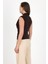 Acı Kahve Kolsuz Büzgülü Sandy Bluz 2430 4