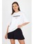 Beyaz Yazı Baskılı Bisiiklet Yaka Oversize Tişört 6056 1