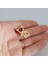 Pirinç Gold Tekli Fuşya Zirkon Taşlı Ayıcıklı Kıkırdak Küpe 2
