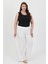 Kadın Büyük Beden Bürümcük Pantolon 210076 Beyaz 1